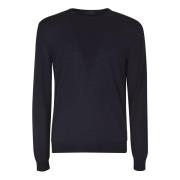 Zanone Marinblå Bomull Crewneck Tröja Blue, Herr