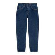 Carhartt Wip Blå Stone Washed Newel Byxor Blue, Herr