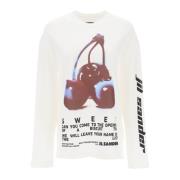 Jil Sander Tryckt långärmad T-shirt White, Dam