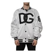 Dolce & Gabbana Metall Detalj Bomberjacka i Vit White, Herr