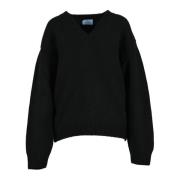 Prada Ull Cashmere Stickad Tröja Black, Dam