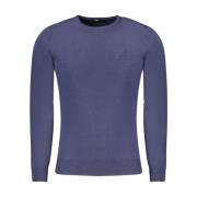 Cavalli Class Blå Crew Neck Polyestertröja Herr Blue, Herr