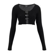 Versace Rästickad Safety Pin Cardigan Black, Dam