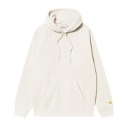 Carhartt Wip Bomull Hooded Chase Sweatshirt med Fickor Beige, Herr