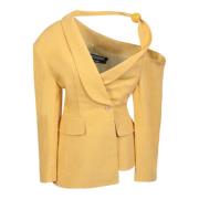 Jacquemus Gul Asymmetrisk Damjacka Yellow, Dam