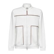 Brunello Cucinelli Vit Bomberjacka med Dragkedja White, Herr