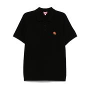 Kenzo Svart Pikétröja Broderad Logotyp Black, Herr