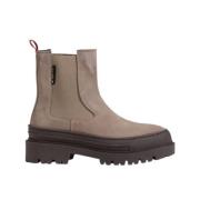 Tommy Hilfiger Mocka Läder Ankel Boot Gray, Dam