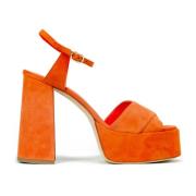 Prosperine Sandal med platå i mocka och 110mm klack Orange, Dam