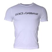 Dolce & Gabbana Vit Logo Print Crew Neck T-shirt White, Herr