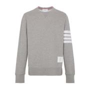 Thom Browne Grå Crew Neck Sweater med 4-Bar Stripe Gray, Herr