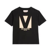 Valentino Garavani Svart Logotyp Tryck Kortärmad T-shirt Black, Herr