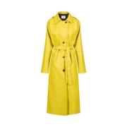 Iceberg Läder trenchcoat med broderad lappdetalj Yellow, Dam