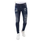 Local Fanatic Jeans för män Slim Fit med färgstänk - Mm-S-105 Blue, He...