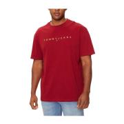 Tommy Hilfiger Guld Linjär T-shirt Urban Stil Red, Herr