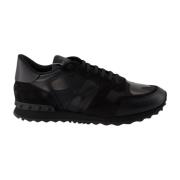 Valentino Garavani Svarta läder Rockrunner sneakers Black, Herr