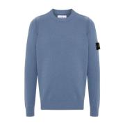 Stone Island Blå Ullblandningströja Aw24 Blue, Herr