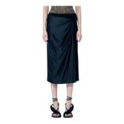 Diesel Chintz Finish Draperad Midi Kjol Black, Dam