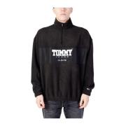 Tommy Jeans Svart Polyester Hoodless Sweatshirt Black, Herr