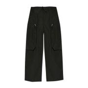 Dries Van Noten Elastisk midja dragsko byxor med dragkedjefickor Black...