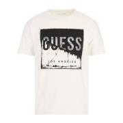 Guess Bomull Logo T-shirt - Vit White, Herr