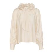 Karen by Simonsen Feminin Blus med Vackra Detaljer White, Dam