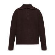 Dries Van Noten Polo-tröja med hög krage Brown, Herr