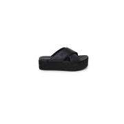 Calvin Klein Jeans Lädersandal med 4,5 cm klack Black, Dam