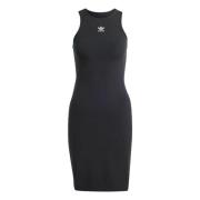 Adidas Räfflad Bodycon Klänning Black, Dam