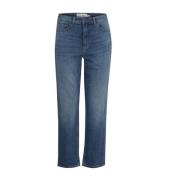 Ichi Blå Bomull Mom Jeans med Stretch Blue, Dam