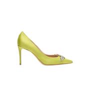 Scarosso Satin Rhinestone Pointed Toe Pumps Yellow, Dam