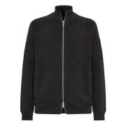 Boggi Milano B Tech Full-Zip Stickad Sweatshirt i Teknisk Bomull Black...