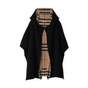 Burberry Equestrian Knight Motif Cashmere Cape Black, Dam