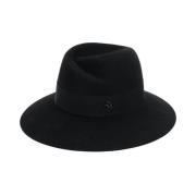 Maison Michel Svart Fedora Hatt med Grosgrain Trim Black, Dam