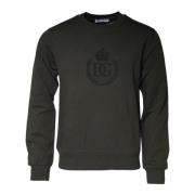 Dolce & Gabbana Logo Detalj Bomull Pullover Tröja Green, Herr