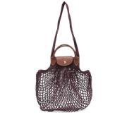 Longchamp Lila/Brun Mesh Axelväska Purple, Dam