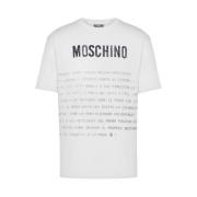 Moschino Vit Slogan Print T-shirt med Crew Neck White, Herr