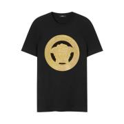 Versace Svart Grafisk Tryck Crew Neck T-shirt Black, Herr