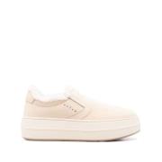 Hogan Beige Mocka Slip-On Shearling Skor Beige, Dam