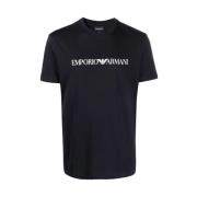 Emporio Armani Svart Bomull Logo Print T-shirt Black, Herr