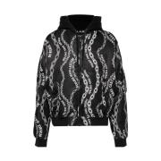 Versace Jeans Couture Kedja-Link Print Huva Jacka Black, Herr