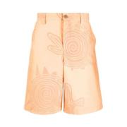 Jacquemus Bomullsshorts med Grafiskt Tryck Orange, Herr