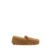 Prada Shearling Loafers med Ikonisk Triangellogotyp Brown, Dam