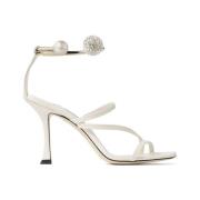 Jimmy Choo Pärldekorerade Lammskinnshälar White, Dam