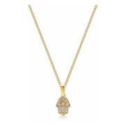 Nialaya Men's Mini Hamsa Hand Necklace in Gold Yellow, Herr