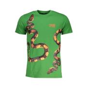 Cavalli Class Grön Bomull Tryckt Logotyp T-shirt Green, Herr