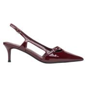 Estro Kvinnors Burgundy Läder Slingback Lågklackade Pumpar Red, Dam