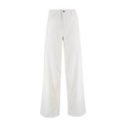 Ermanno Scervino Wide-Leg High Waist Denim Jeans White, Dam