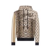 Roberto Cavalli Jaguar Print Bomullshoodie Multicolor, Herr