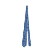 Kiton Handgjord Blommig Sidenslips Blue, Unisex